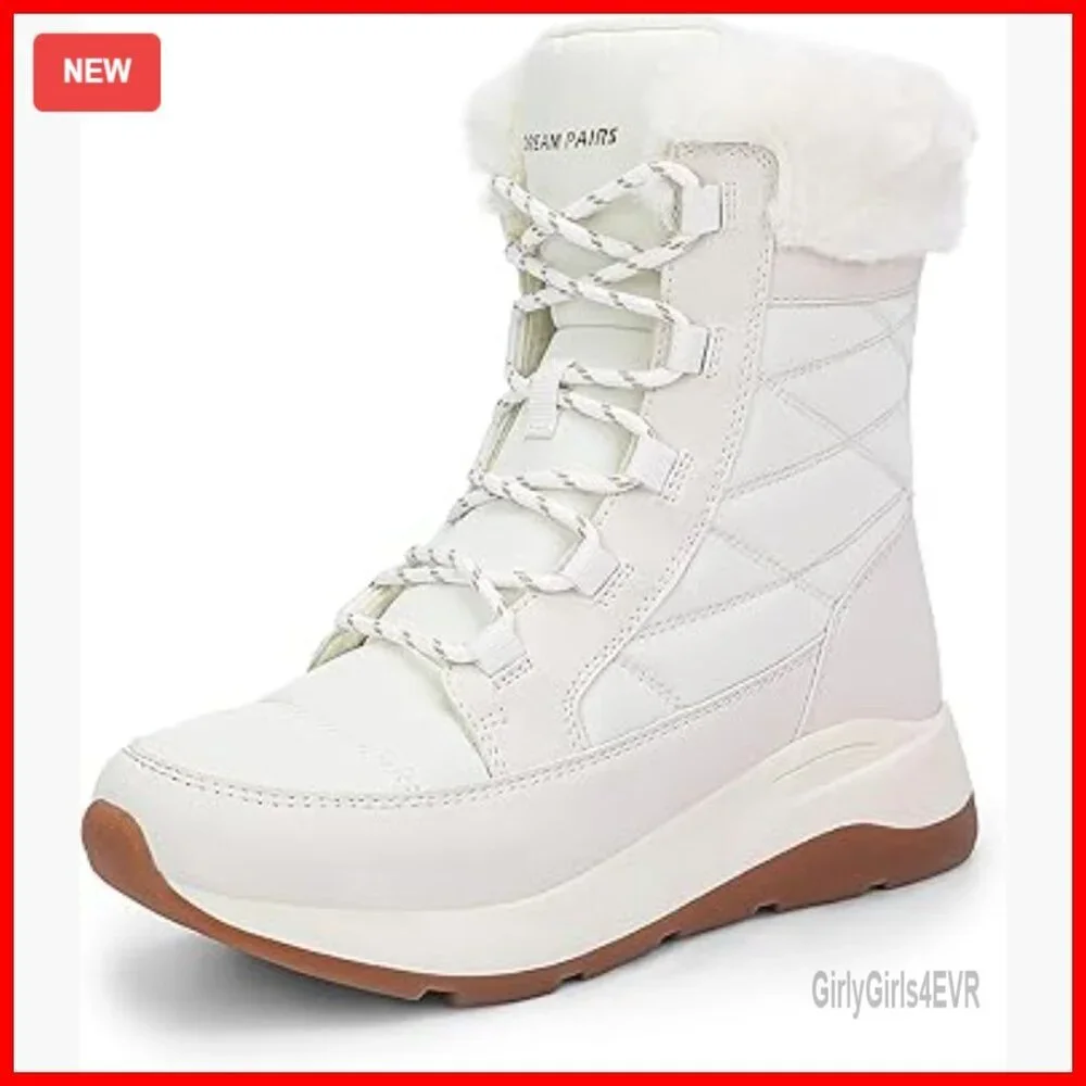 Women's Winter Snow Boots Waterproof Lightweight Warm Faux Fur Lined Mid-Calf